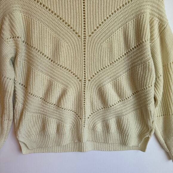Marine Layer Olivia Crewneck Sweater in Cream White Medium Pointelle Knit - Picture 7 of 15